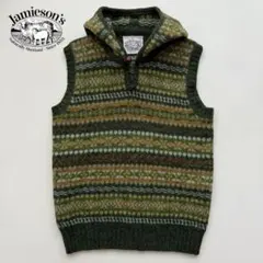 美品 Jamieson’s ジャミーソンズ オリーブ フェアアイル ニットベスト 美品 Jamieson's ジャミーソンズ オリーブ フェアアイル ニット