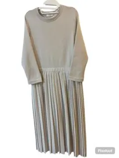 【新品】【お値下げ】AMACAアマカ　布帛コンビニットワンピース40ベージュ