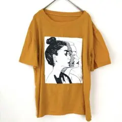 オーバーサイズTシャツ マスタード 女性イラスト