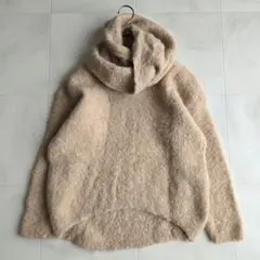 human woman ブークレ アルパカ混 スヌード付き プルオーバー ニット