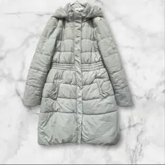 【a.v.v】美品　中綿コート ロング丈　フードあり　リブ袖 水色 160