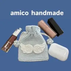 【ラメブルー】ウィッシュコア　天使界隈　エンジェルコア　イヤホンケース巾着ポーチ