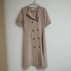 トレンチコート風パフスリーブワンピース