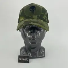 S-358/サバゲー/ワンポイントスカル　メッシュ　キャップ　帽子/濃CP