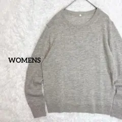 薄手ウールニットセーター　S〜M シンプル　　　イエローグレイ　レディース