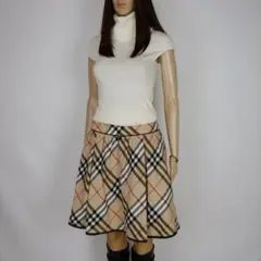 バーバリーブルーレーベルノバチェックフレアスカート