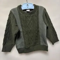 petit mainカーキケーブル編みセーター 100cm