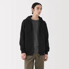 無印良品 紳士　スウェットフルジップパーカ 紳士Ｍ・黒