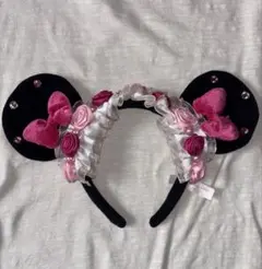 ミニーマウスカチューシャ　花飾り付き