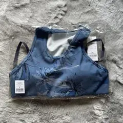 LAVA ヨガウェア　リブBigフラワープリントショートタンク　スモークブルーM