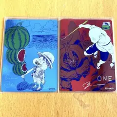 まとめ売り】ナツコミONE PIECEすいかルフィ&ワンピースカード肉ルフィ