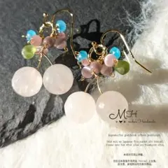 Sale❤さくらんぼピアス♡ローズクォーツ