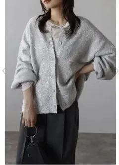 Bonjour sagan前後2wayラメシャギークルーネックカーディガン 新品