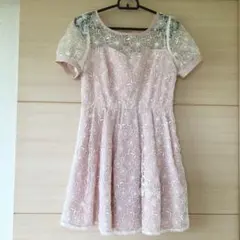 allamanda ワンピース ピンク 花柄 刺繍 シースルーのサムネイル