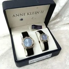 ANNE KLEIN ペアウォッチ レザー シルバー ブラック ブルー