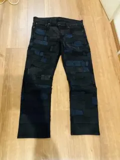 パッチワーク デニムパンツ ブラック クラストパンツ パンク - メルカリ
