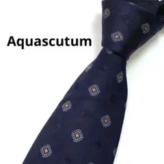 Aquascutum アクアスキュータム　ネクタイ　ネイビー　シルク　日本製