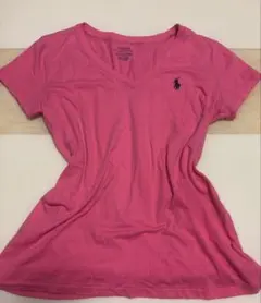 【y2k】Polo Ralph Lauren VネックTシャツ ピンク XSのサムネイル