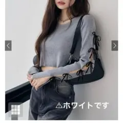 GRLフリージア スリットスリーブリボンニットトップス[dr713] ホワイト