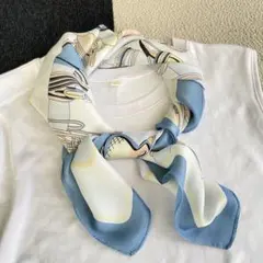 値下げ　インポートスカーフ　バッグスカーフ　バンダナスカーフ　ブルー