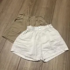 ホワイト・ベージュ 半ズボンセット 140 子供服 女の子