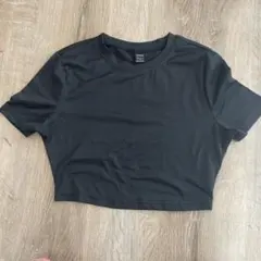 レディース　ショート丈　半袖　Tシャツ　black S