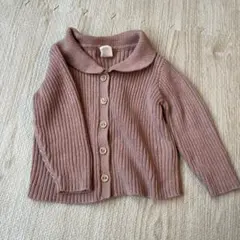 H&M 4〜6Mくすみピンクのカーディガン