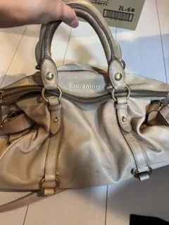 miu miu 2WAY ショルダーバッグ ピンクベージュ 保存袋・タグ付き
