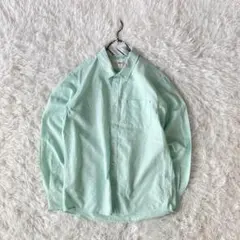 ikka リネンコットンブレンド長袖シャツ（L）ミントグリーン系　爽やか