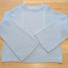 GU　ライトブルー 　ケーブルニットセーター　 Lサイズ　袖口広め