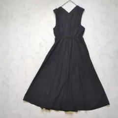 【美品】 ITEMS アーバンリサーチ バッククロス ワンピース リネン混 黒