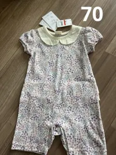 ベビー　女の子　花柄　ロンパース　カバーオール　半袖　70