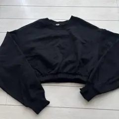 alo ブラック クロップドスウェット S