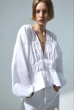 H&M ドローストリング ポプリンブラウスのサムネイル