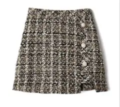 GRL インパン裏地付きアシンメトリーツイードチェックミニスカート[cu282]