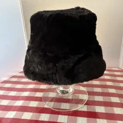 黒 ファー バケットハット