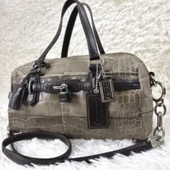 COACH コーチ ミニボストン Y2Kクロコ ショルダーバッグ 南京錠