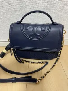 ToryBurch キルティング チェーンショルダーバッグ ネイビー