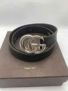 美品 GUCCI グッチ ブラック GGマーモント レザーベルト P55