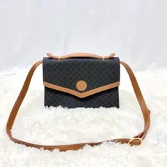 【仏製】ロンシャン ヴィンテージ ショルダーバッグ 黒 茶 レザー 斜めがけ