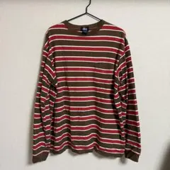 【美品】Stussy ボーダー 長袖 ロンTポケット付き 紺タグのサムネイル