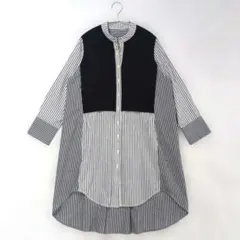 【美品】noa-ge ノアジェ ベストドッキング ストライプシャツ チュニック