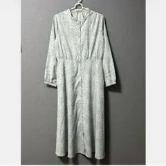 ショコラフィネローブ／花柄 ロングシャツワンピース 長袖 ライトグレイ