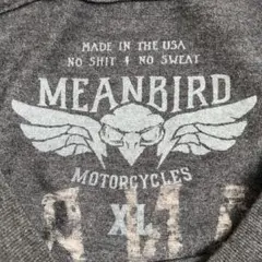 XL USA製 MEAN BIRD 染み込みプリント Tシャツ チャコール 美品