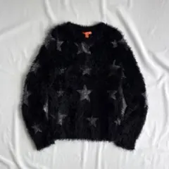 00s CANADA label shaggy star knit Y2K 黒