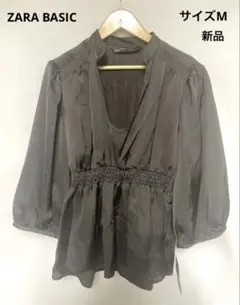 ZARA BASIC ザラベーシック　カーキ 七分袖 ブラウス　サイズM 新品