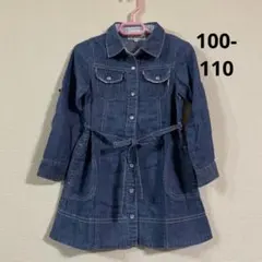 クミキョク　デニム　ワンピース　100 110サイズ　花柄