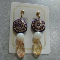 ビーズ3点パーツのイヤリング