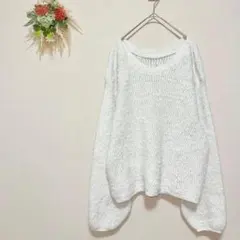 REYELL 【L】 ラメ入り ニット セーター ホワイト ショート丈