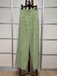 eimy istoire ライトグリーン ワイドパンツ ボタン付き